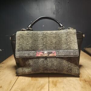 CHARLES JOURDAN leatther faux snake top handle bag missing shoulder strap